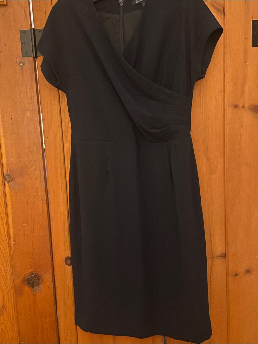 Brooks Brothers Navy Draped Surplice Sheath Dress Cap Sleeve Size 6